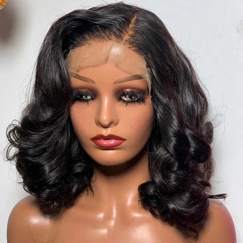 Front lace short curly hair 2024 Amazon hot selling lace wig big wave front high temperature silk wig