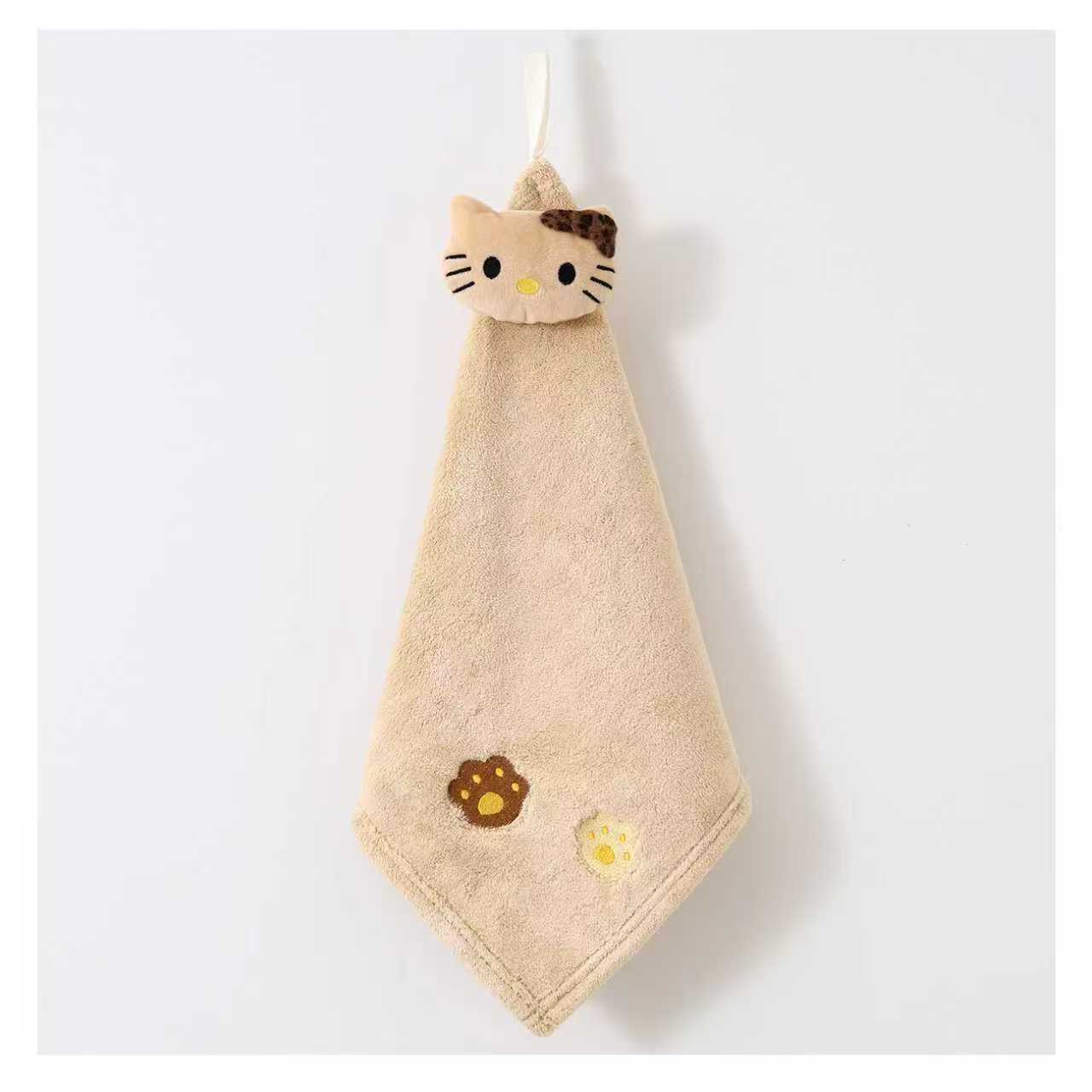 Nuevo gato coral toallas lindas muñecas japonesas pequeñas toallas cuadradas de dibujos animados cocina colgante toallas
