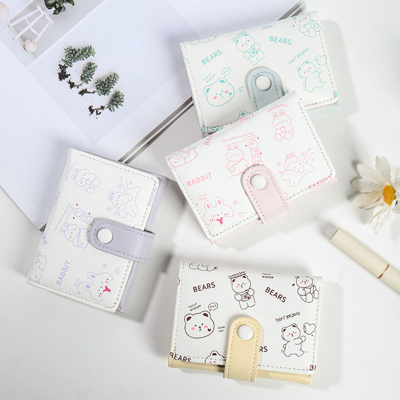 Cartera de mujer coreana Cartera de niña Cartera corta de múltiples tarjetas de dibujos animados lindo Cartera de billetera al por mayor