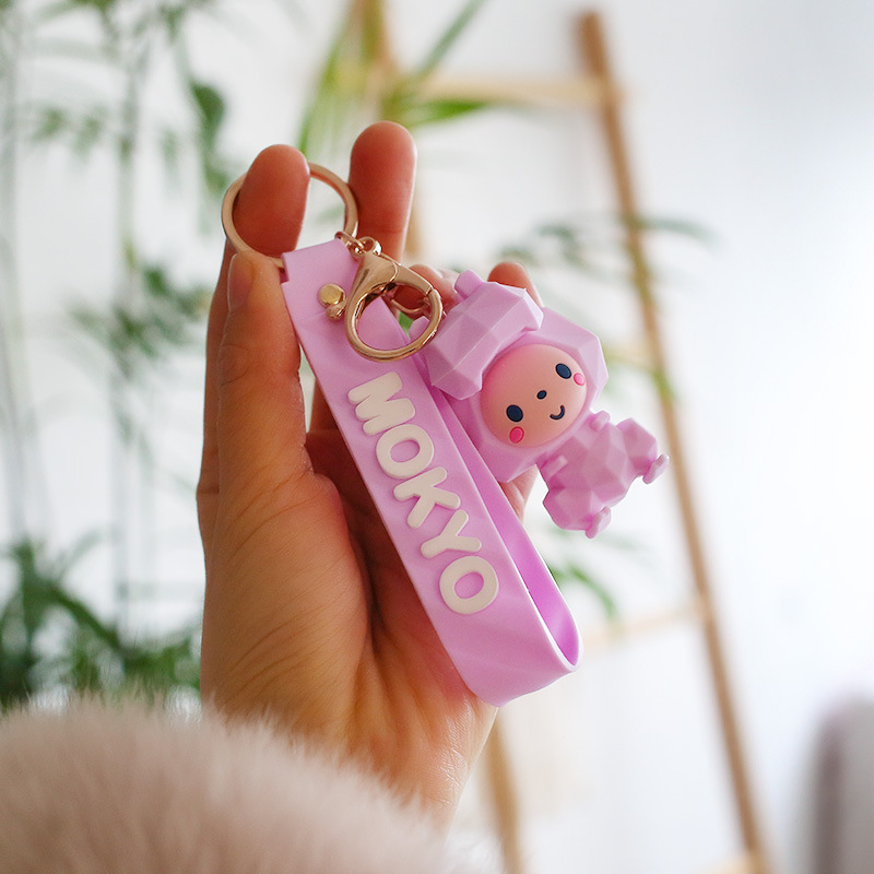 originality Geometry Doll pvc Key buckle Cartoon Pink Car key schoolbag Key buckle Pendant