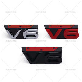 V6中网标 适用于大众途昂x E新途锐改装V6车标 字标车贴标志