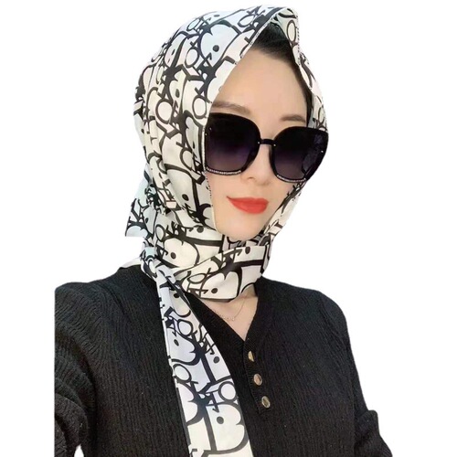 2024 Xiaxin sun protection outdoor multi-purpose turban sun protection silk scarf simulated silk ribbon hat pullover live broadcast