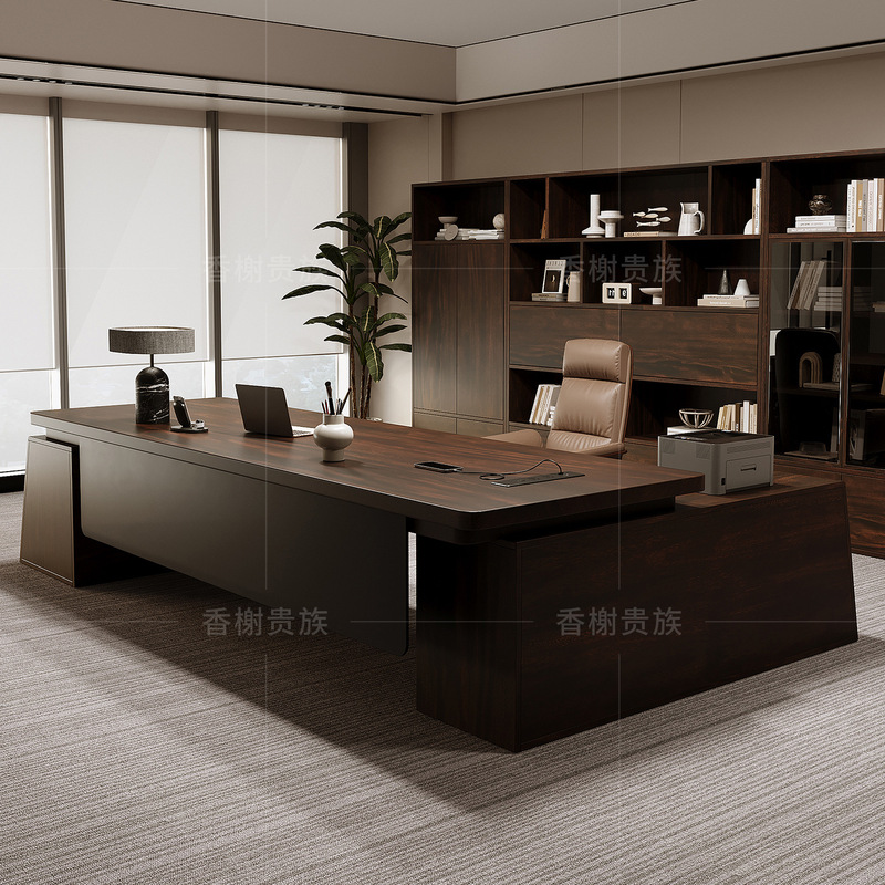 South American Black Walnut Executive Desk, Modern and Simple, High-End Feel, Chairman's Desk, President's Desk, Solid Wood Executive Desk South American Black Walnut Executive Desk, Modern and Simple, High-End Feel, Chairman's Desk, President's Desk, Solid Wood Executive Desk