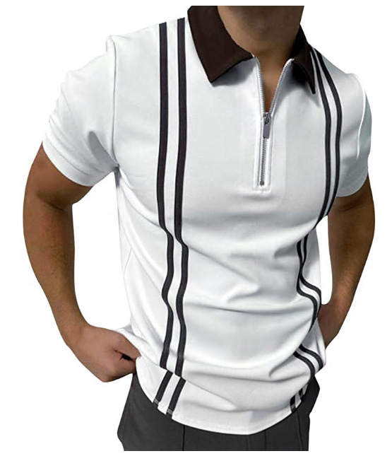 Comercio exterior europeo y americano primavera nueva moda casual popular impresión polo camiseta con cremallera hombres envío gratis