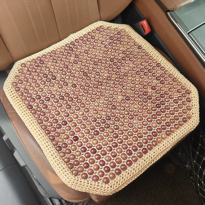 Summer Bead Car Seat | Cool pad - off-white-red-resin-jade-large-bead-square-mathand-hook-edge