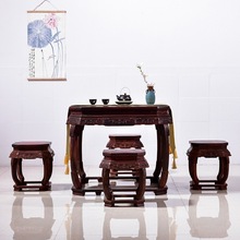 大叶紫檀卢氏黑黄檀清式六角桌圆鼓桌圆凳仿古典新中式红木家具