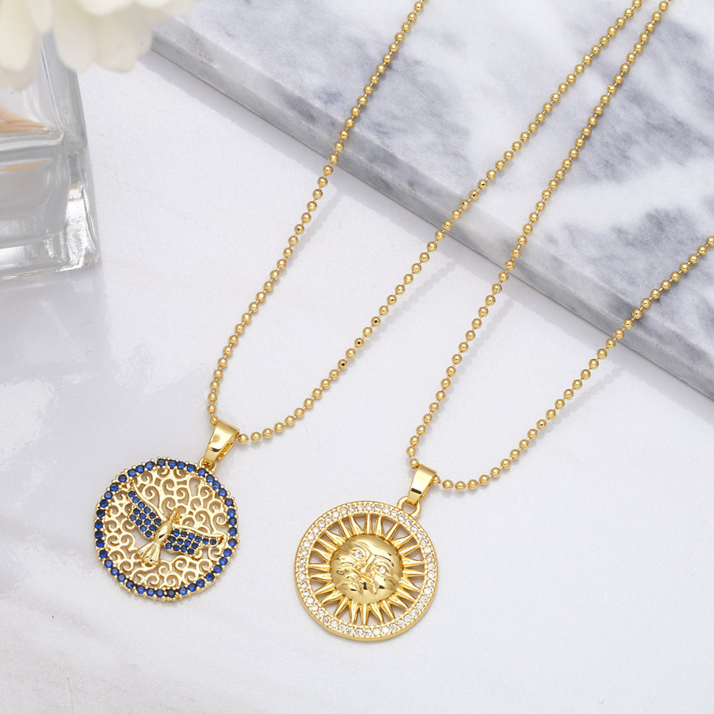 European And American Creative Personality Design Sun Pendant Copper Necklace display picture 4