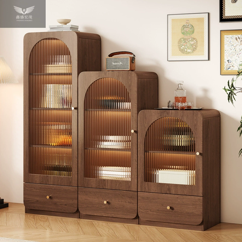 Стеклянный буфет в стиле ретро, ​​винный шкаф у стены для домашней гостиной, стоячий шкаф, боковой шкаф для телевизора, узкий шкаф для хранения дисплея, шкаф для хранения.