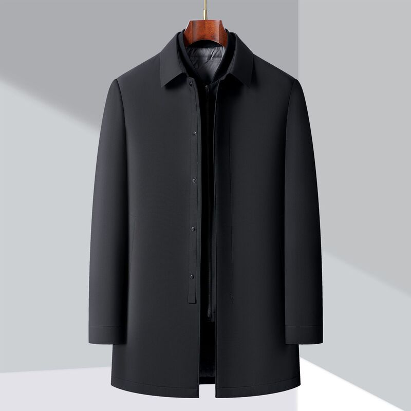 New high quality 90% White Duck Down Jacket Men's Thickened Detachable Lapel Mid-length Executive Jacket Coat