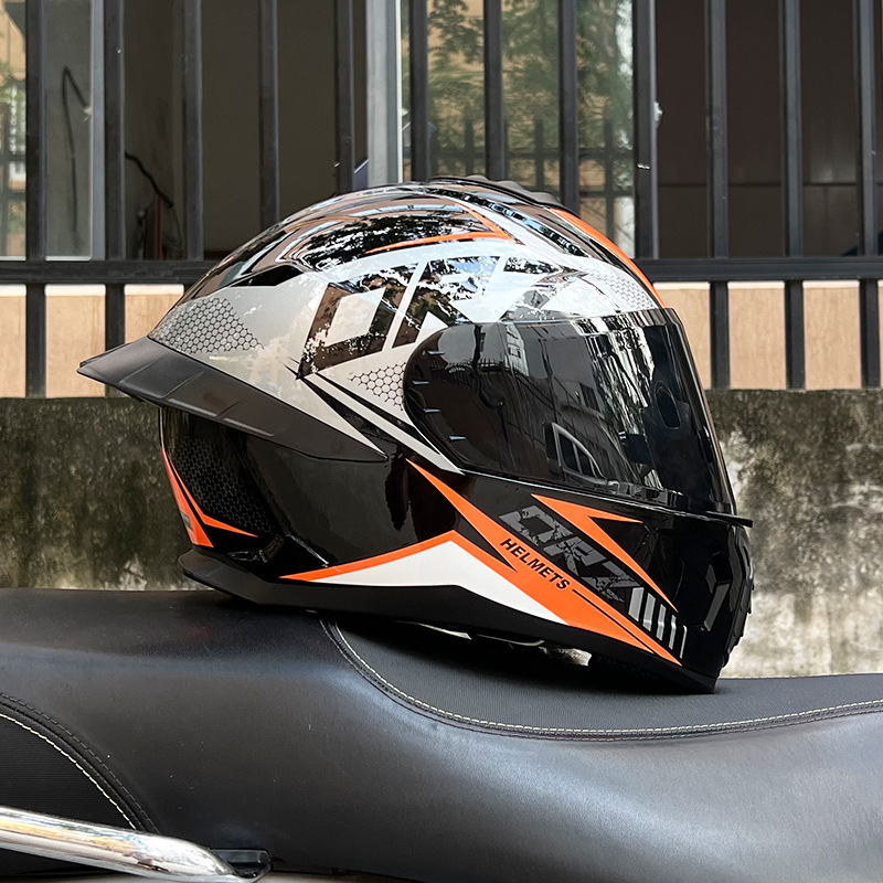 Casco de Motocicleta Certificado ORZ3c para Hombre y Mujer, Casco Integral de Doble Lente, Alerón Trasero Personalizado de Verano, Estilo Semi-Integral con Bluetooth