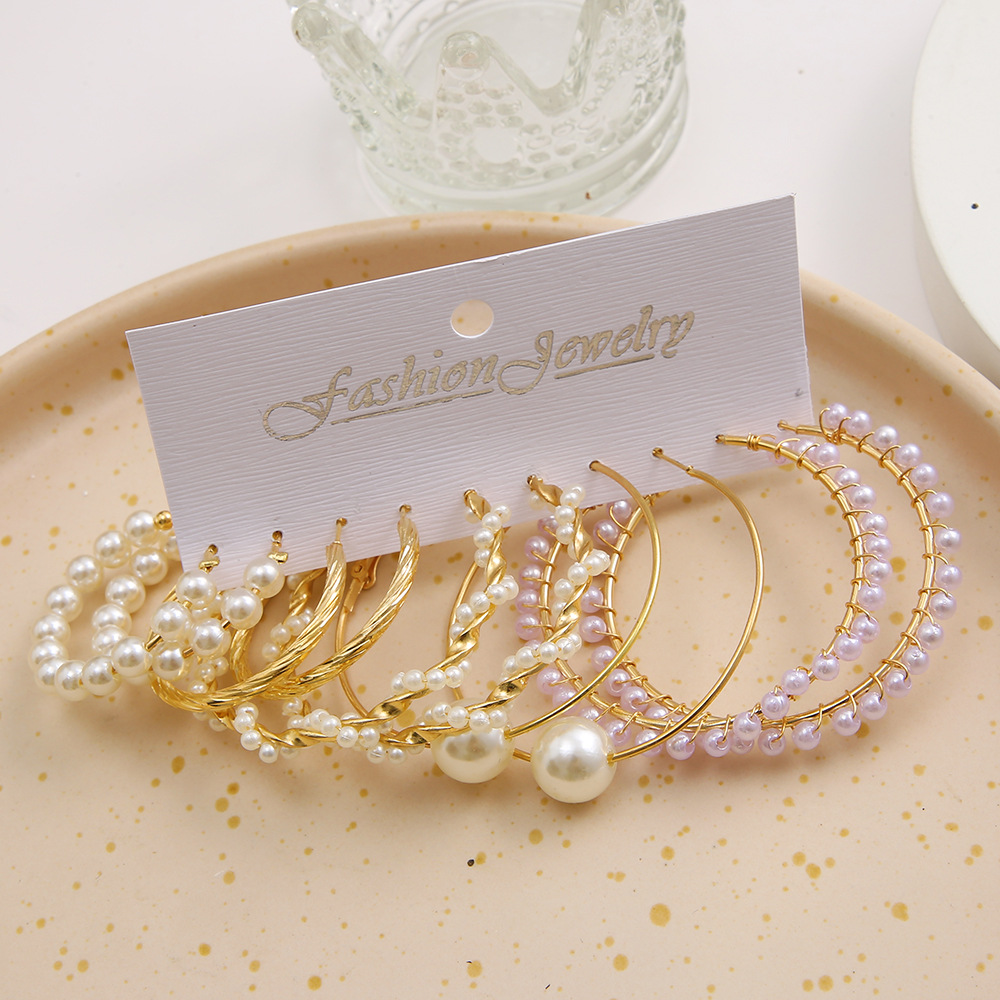 Fashion Twist Alloy Plating Artificial Pearls Earrings display picture 5