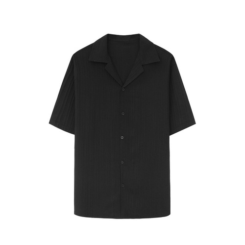 Light Luxury High-Grade Drape Trend Men's Summer Thin Short-Sleeve Shirt Casual Loose Pure Color Iron-Free White Collared Shirt