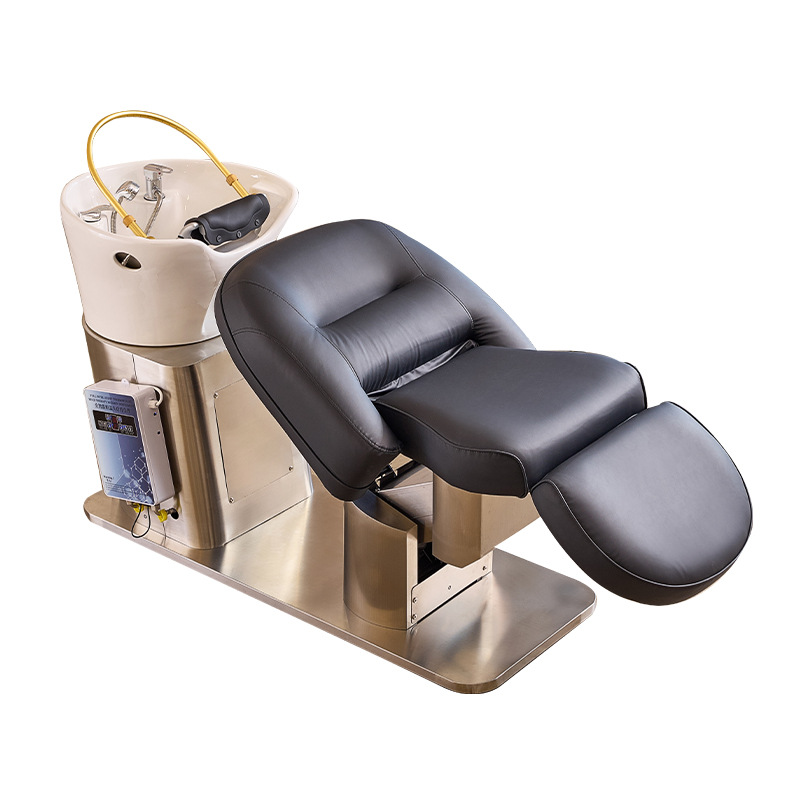 Exportación de cama de lavado de cabello eléctrico de alta gama, cama de lavado de agua semicontraída, salón de peluquería especial, cuenca de cerámica de belleza, peluquería