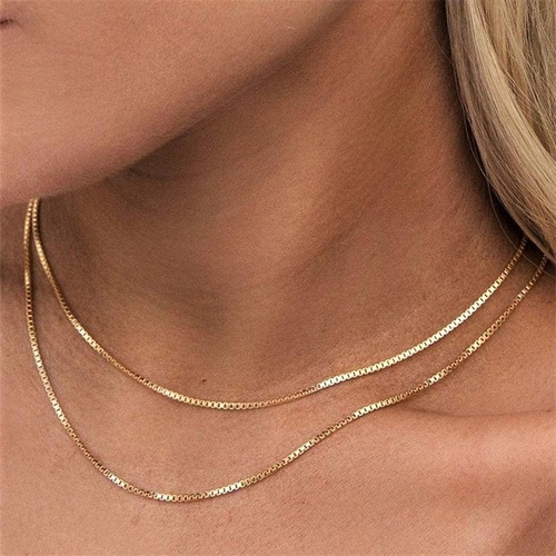 Enanco Gold-plated Stainless Steel Necklace Cross-border Jewelry Wholesale Simple Titanium Steel Clasp Necklace Chain Box Chain