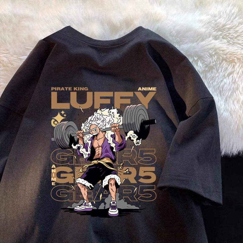 Japanese Anime Luffy Short-Sleeve T-Shirt for Men, Loose Fit, 260g Heavyweight Pure Cotton, Ins One Piece Half-Sleeve Couple's T-Shirt for Summer Japanese Anime Luffy Short-Sleeve T-Shirt for Men, Loose Fit, 260g Heavyweight Pure Cotton, Ins One Piece Half-Sleeve Couple's T-Shirt for Summer