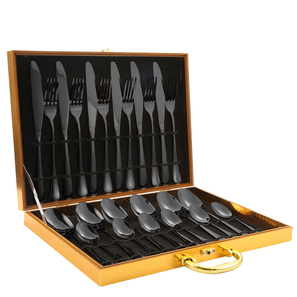 Juego de cubiertos occidentales de acero inoxidable 24 piezas con caja de regalo cuchillo tenedor cuchara