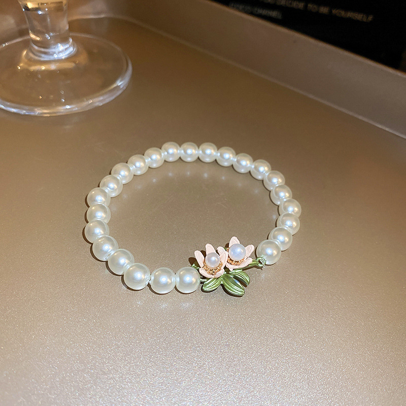 Ig-stil Moderner Stil Runden Blume Süßwasserperle Metall Perlen Überzug Inlay Strasssteine Armbänder display picture 2