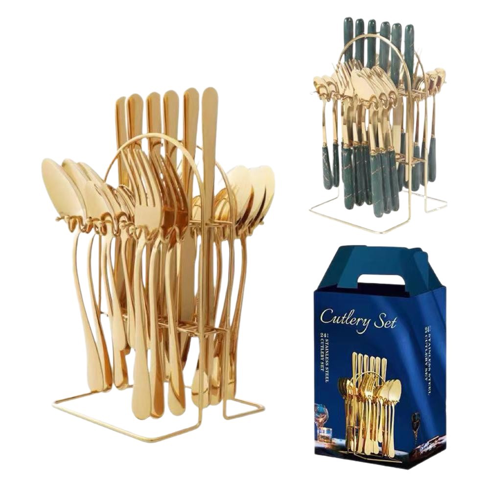 Transfronterizos de suministro directo de cubiertos de acero inoxidable 24 conjuntos de 1010 cuatro cucharas principales, cuchillos y tenedores, cuchillos y tenedores de comercio exterior, cucharas