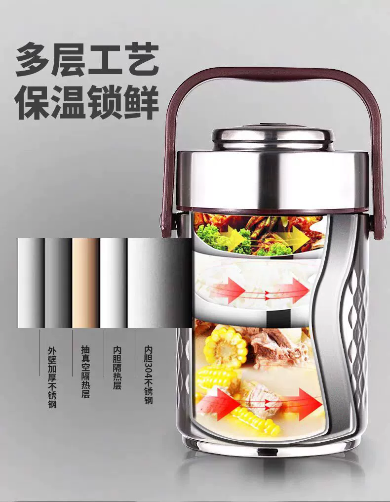 Thermos stainless steel, lunch box, extra-long vacuum capacious банка для хранения for elementary school students