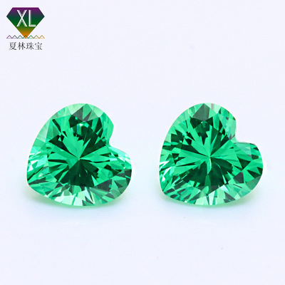 工厂批发人造心形沙弗莱宝石 爱心形10mm5克拉沙弗莱裸石带证书|ms