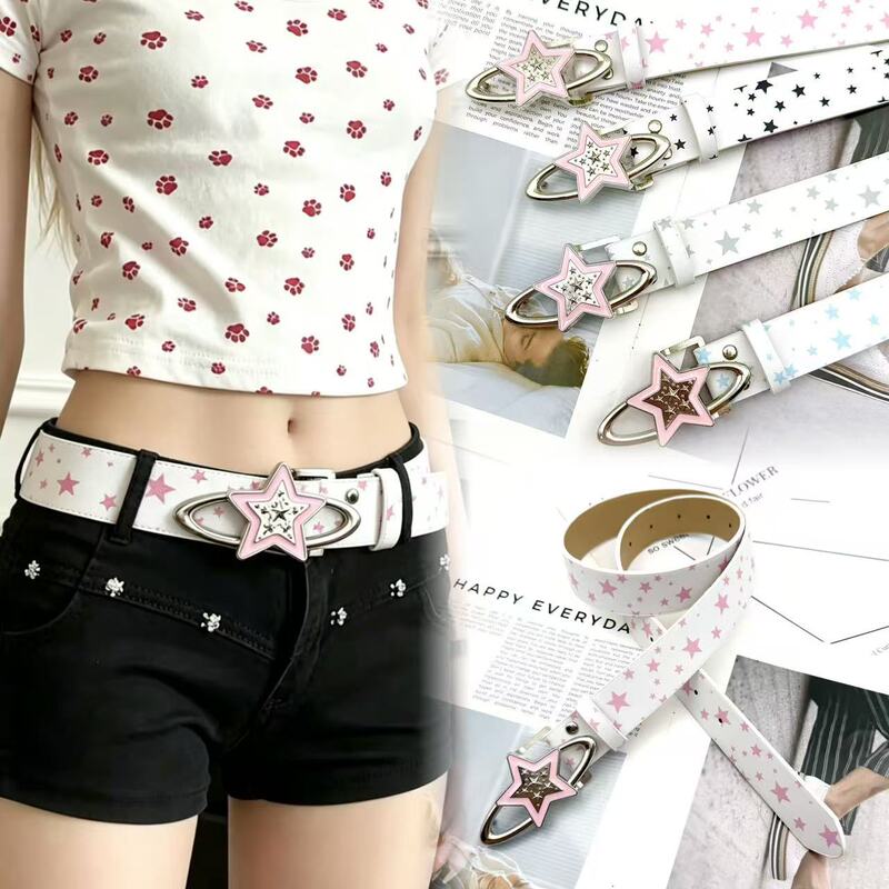 New Y2K Sweet Girl Star Buckle Belt Women's Dopamine Millennial Style Jeans Shorts Versatile Niche Design