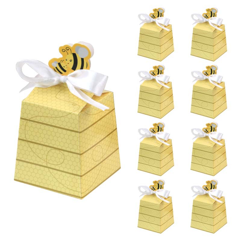 European-style new-style wedding candy box, baby's first month and first birthday gift paper box candy box, creative trapezoid little bee candy box