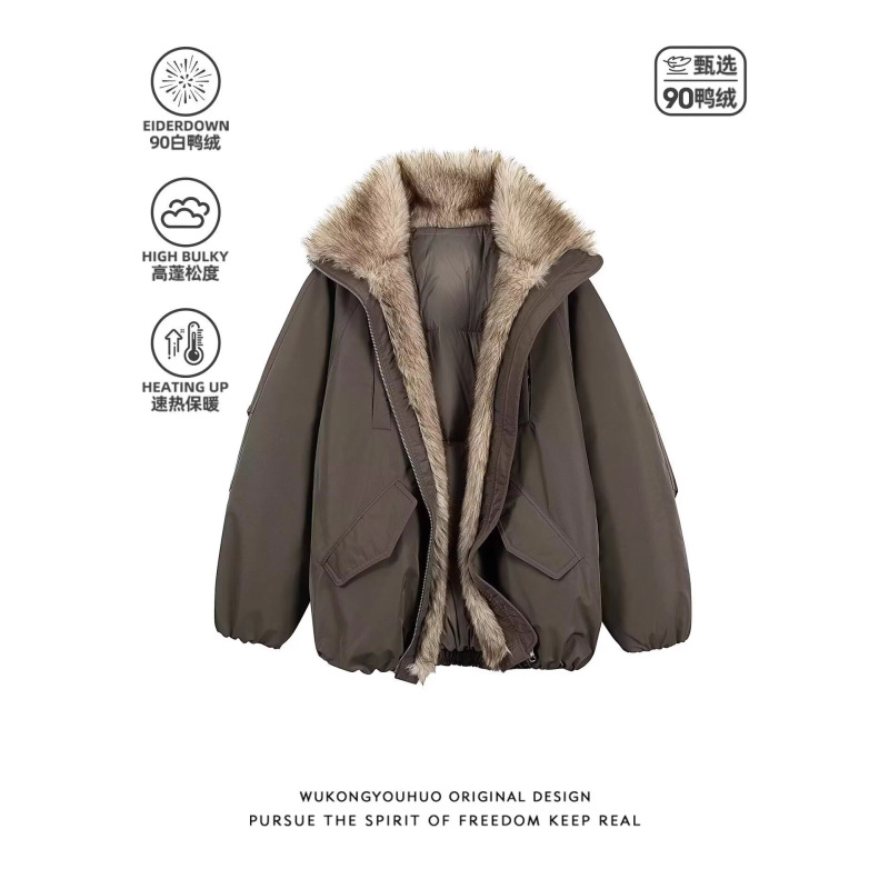 Chinese Style Plush Hooded Fur Collar Women's Cotton Coat 2025 New Winter Design Thickened Fashion Cotton Coat