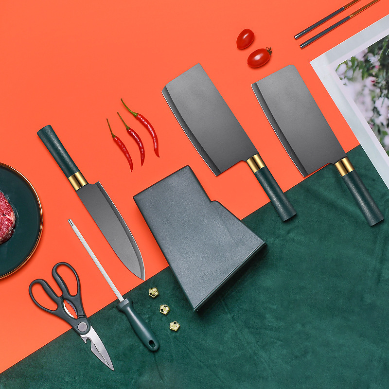 Kit de cuchillos de cocina de Yangjiang conjunto completo de cuchillos de cocina de acero inoxidable cuchillo de cocinero cuchillo de frutas cuchillo negro