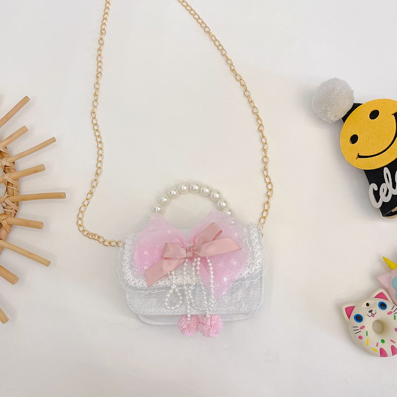 Moda princesa bolso estilo coreano arco cadena mensajero bolsa niña MINI BOLSA cuadrada accesorios de viaje