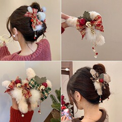 クリスマスの髪飾りの女性の後頭部の髪のクリップの気質の髪飾りのクリスマスの鈴のフリンジの髪飾りのぬいぐるみのサメのクリップ