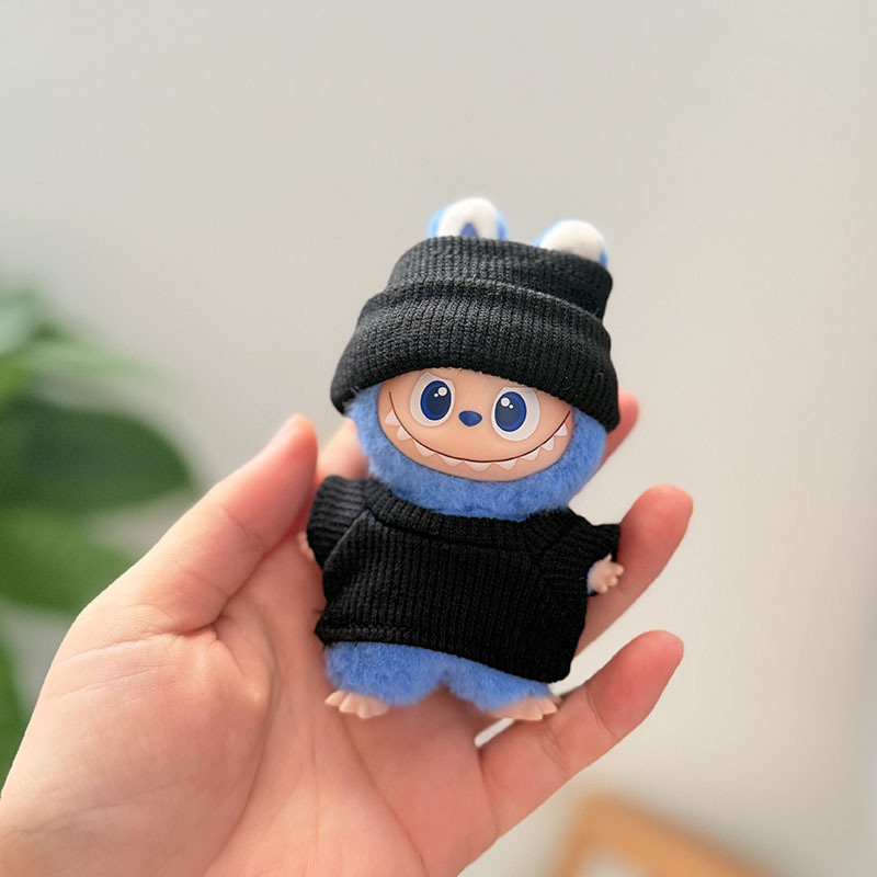 LABUBU4.0心底密码搪胶毛绒挂件小鼻噶公仔衣服白色弹力衫套装|undefined