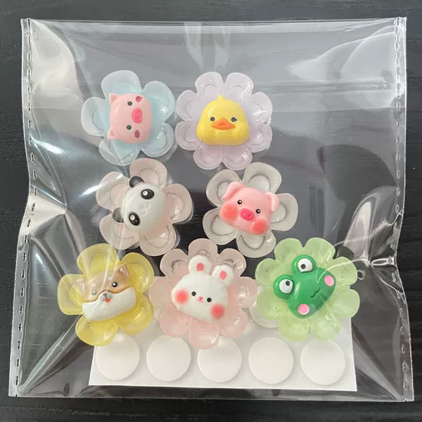 Animal flower series 7 packs and 1 pack (7 fixed -style resin buckle+10 point glue)