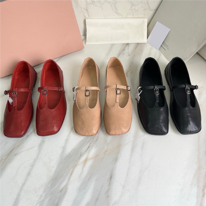 Exclusive retro Mary Jane shoes flat square toe
