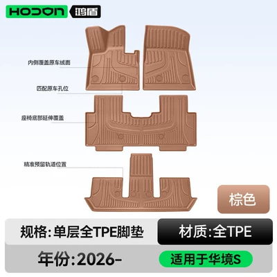 Accessories Interior Modification Supplies Trunk – Modelə uyğun ayaqaltı - 212t01huajing-s26-models-single-layer-foot-pad-brown-tpe-economical-and-ordinary-style