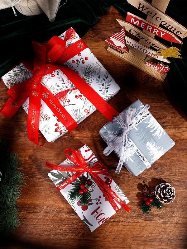 Papel de embalaje de regalos de Navidad de gran tamaño caja de regalo de vacaciones embalaje de materiales hechos a mano Papel de regalo de papel de fondo a cuadros rojos y verdes