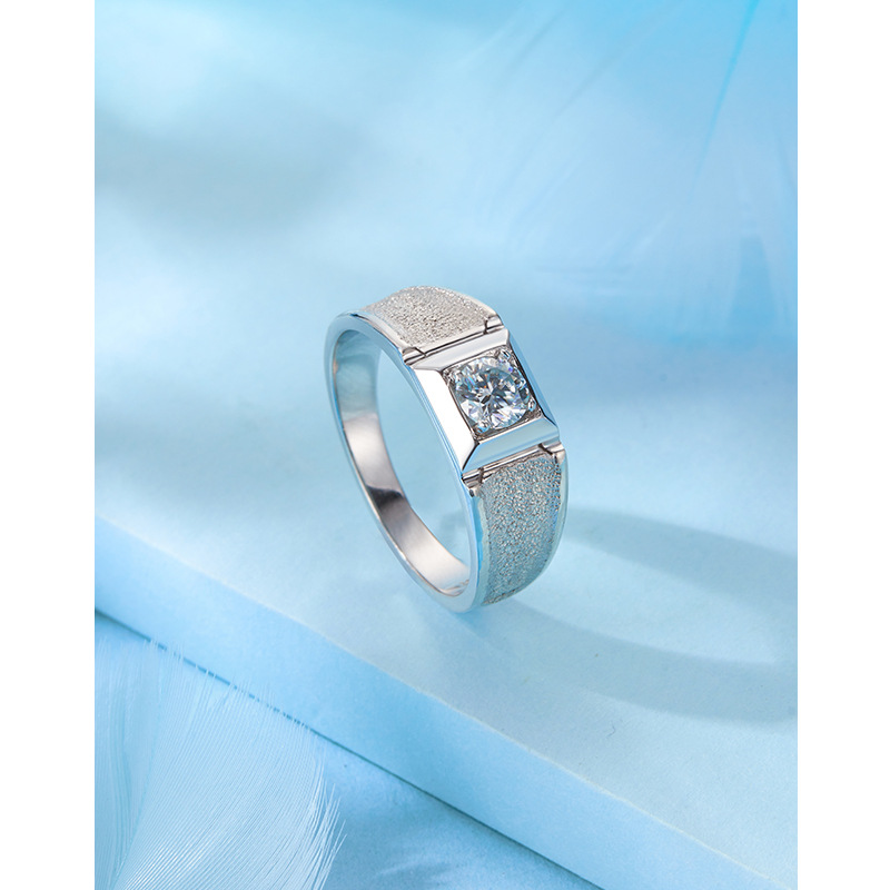 Anillo de moissanita genuino plata de ley para hombres 925 personalidad dominante anillo de pareja traje de diamantes de 50 puntos para hombres de moda