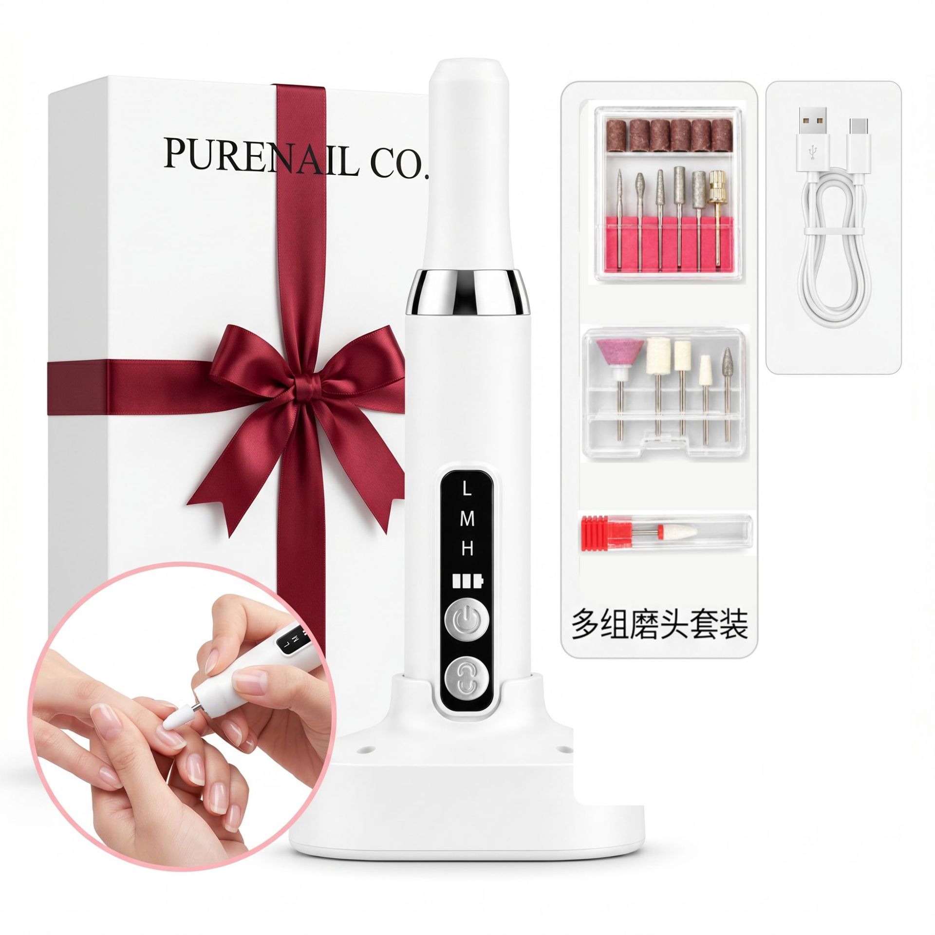Yuqiu hogar amoladora de uñas eléctrica instrumento de belleza de uñas manicura portátil pluma de molienda máquina de molienda inalámbrica pequeña pluma de molienda