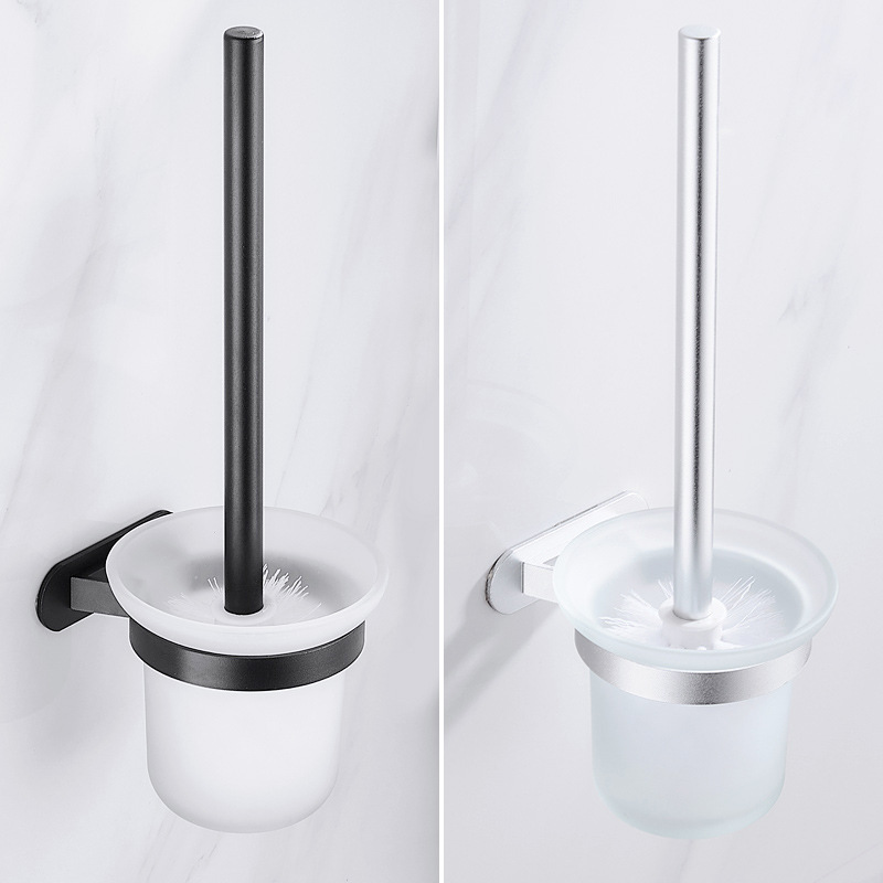 Toilet brush set without drilling, bathroom home use, no dead corner wall-mounted space aluminum cleaning brush for cleaning toilets