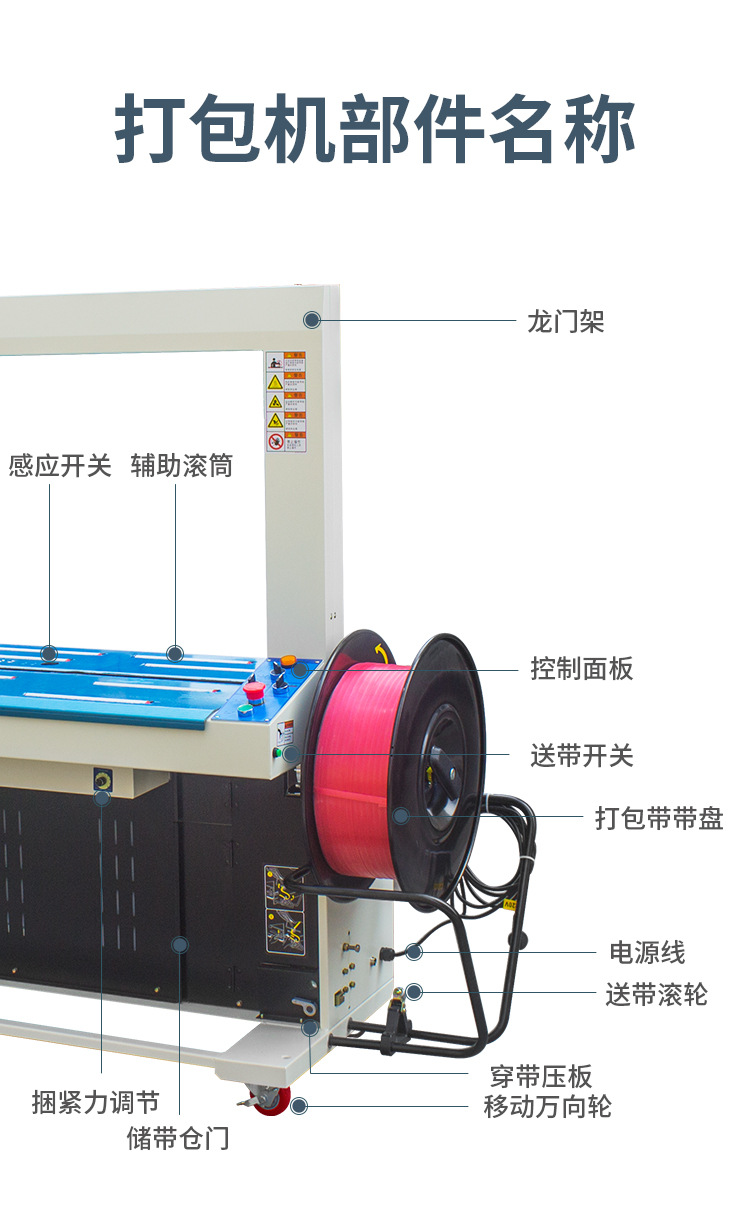 Yongchuang strapping machine, fully automatic MH-401 high-speed electric strapping machine, automatic hot melt pp strapping, commercial for express cartons detail image 8