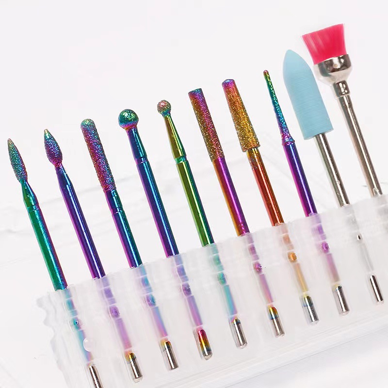 Transfronteriza suministro directo de uñas de diamante cerámica pulizante conjunto de cepillo limpio y desmontación de uñas de uñas pulizante conjunto de uñas