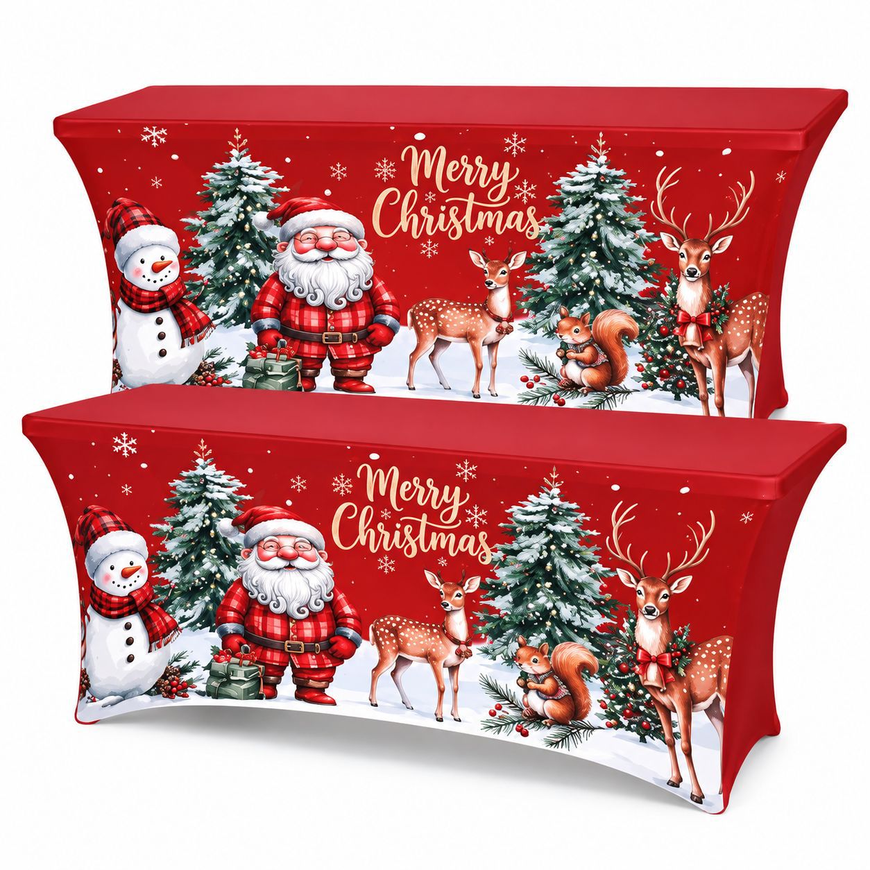 Weihnachts-Stretch-Tischdecke Cocktail-Tischhusse Hochzeits-Bankett Rechteck-Tischdecke wasserdicht und schmutzabweisend Milchseide-Tischdecke