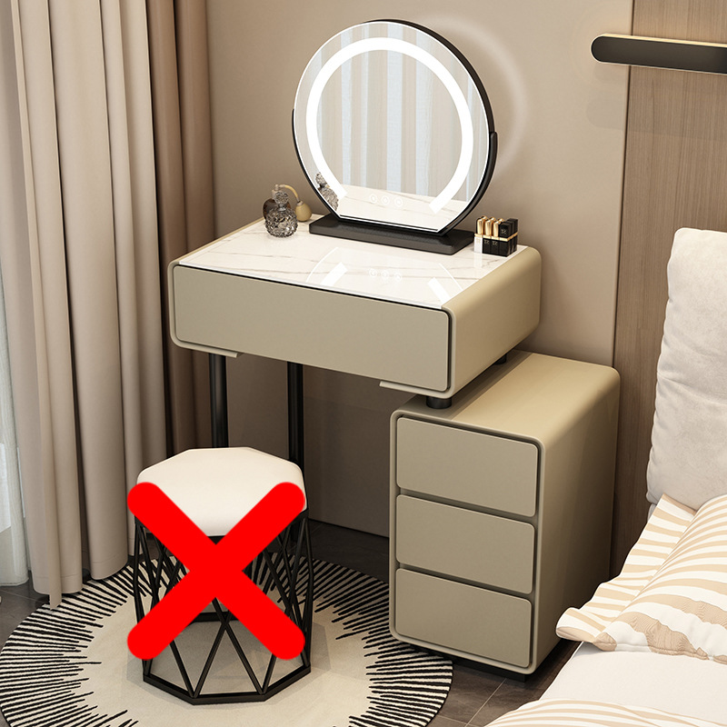 Tocador para el hogar Mesa de pizarra de roca simple con cajones Mesa de tocador de gran capacidad Mueble de almacenamiento junto a la cama Mesa de maquillaje integrada