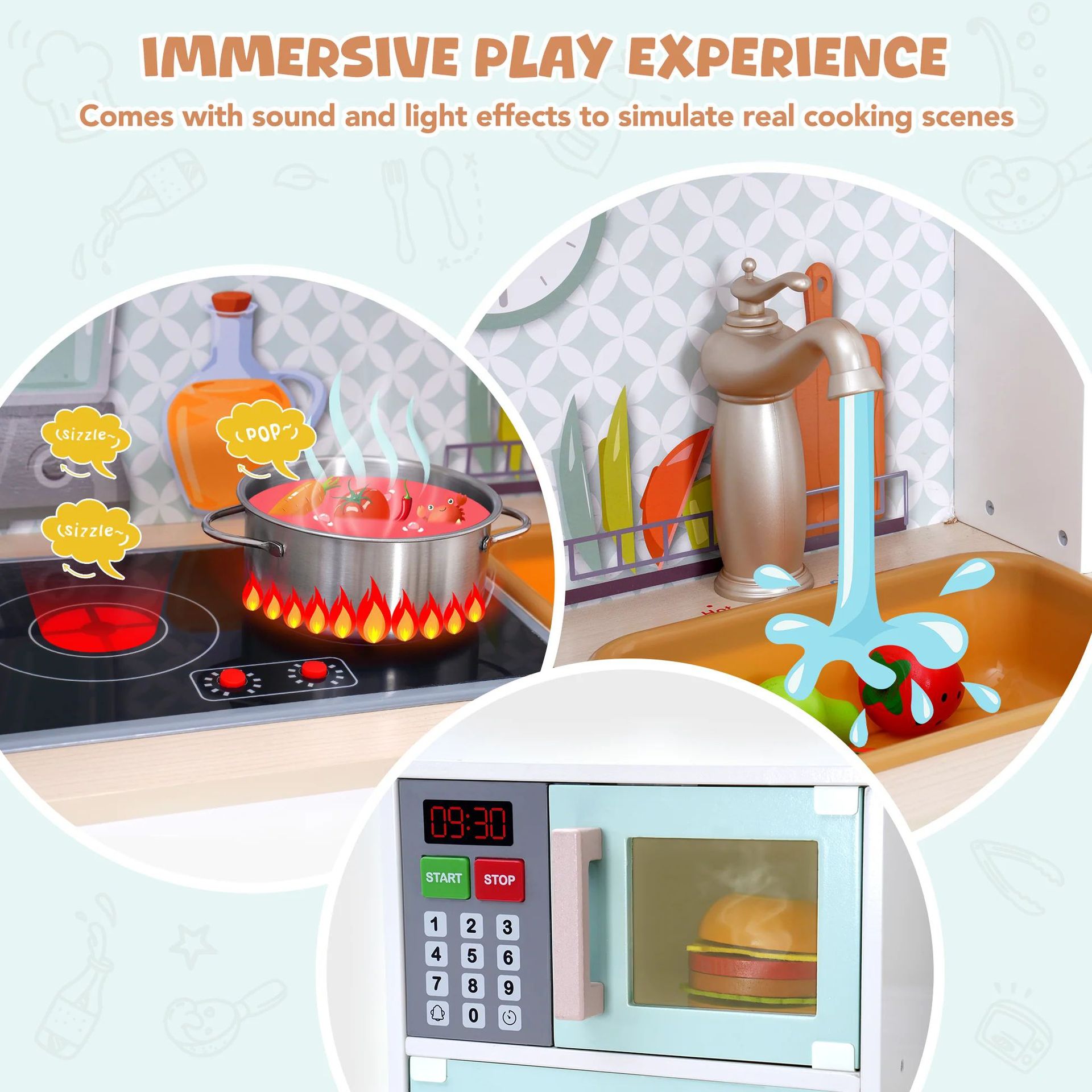Childrens Wooden Kitchen Playhouse With Light And Sound Effects_voghion.com