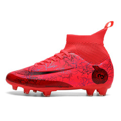 跨境大碼新款成人高幫足球鞋男長釘AG兒童TF碎釘透氣學生訓練鞋女
