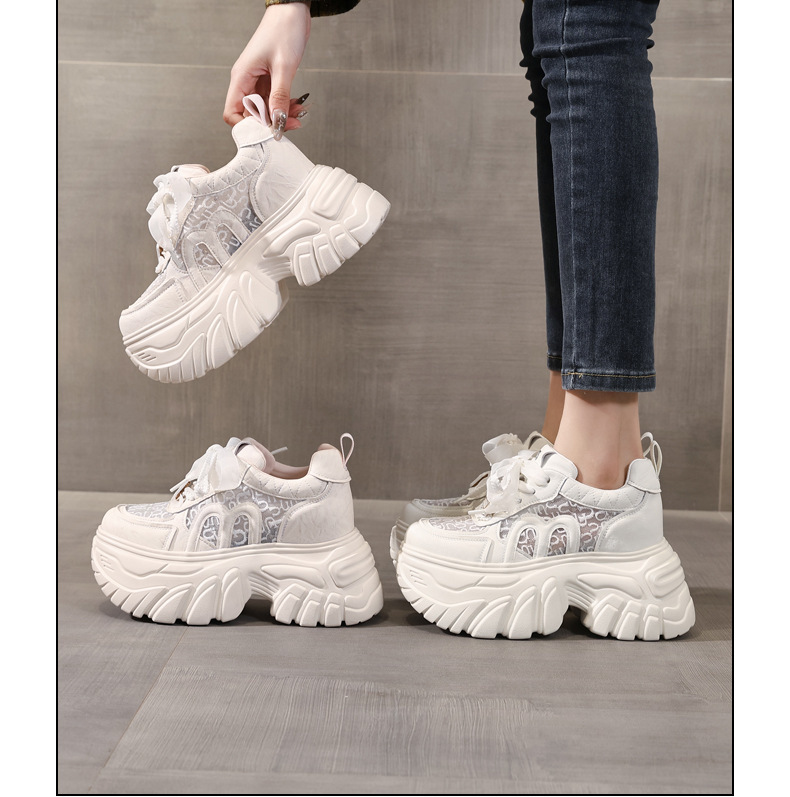 Giày sneaker nữ đế dày lưới thoáng khí phong cách daddy — màu hồng chi tiết 17