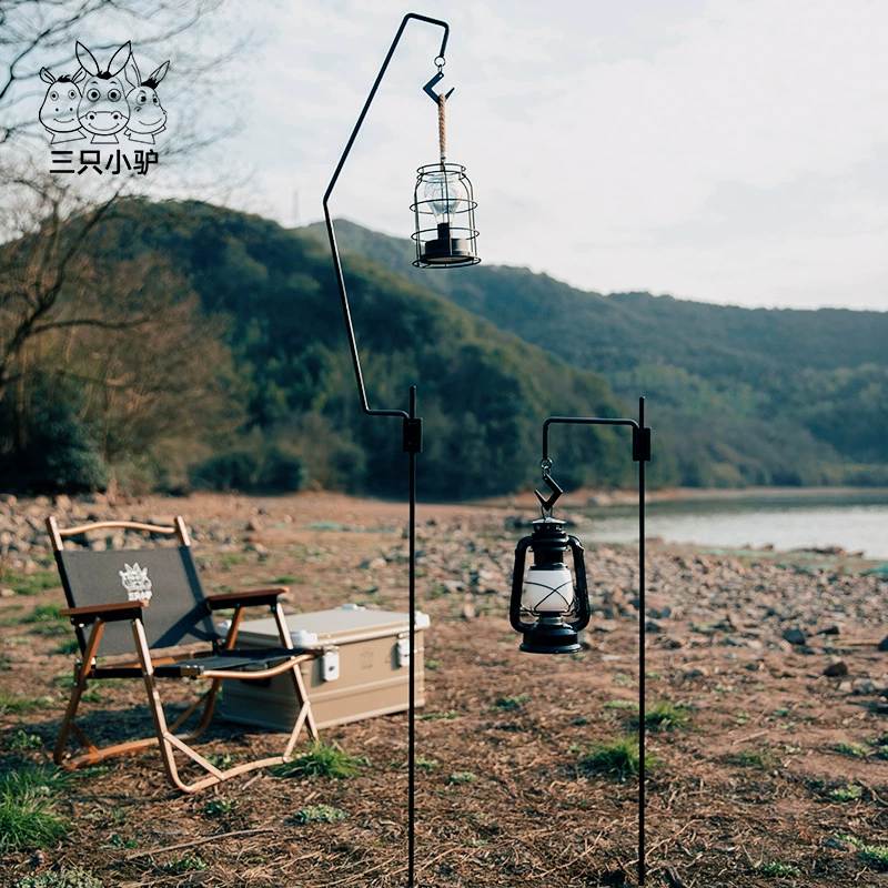 三只小驴 Outdoor open -camp iron lamp holder standing rack can be removed from combination of lighting lights, kerosene lamp camp lamp frame