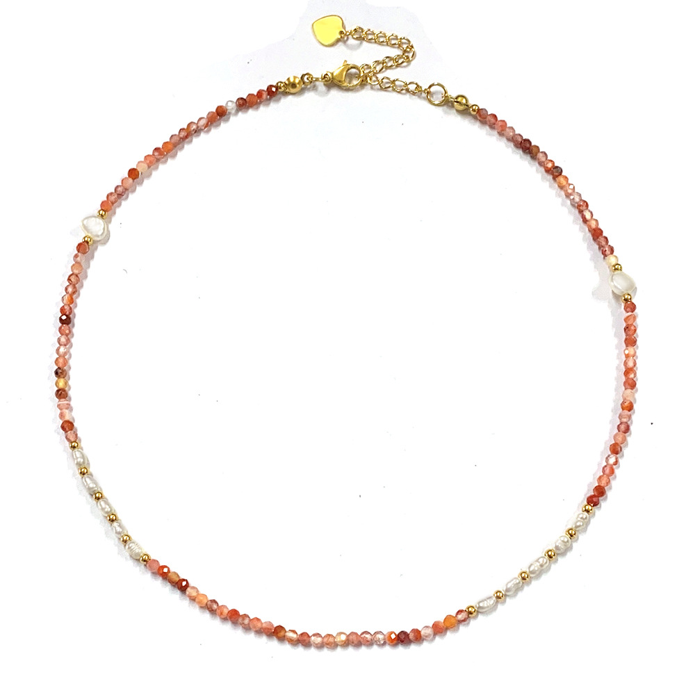 40g Weight Beads Pendant Material Necklace Classification Titanium Steel Chain Material 1 Piece Quantity Holiday, Daily Occasion natural stone, Freshwater Pearl, Titanium Steel Material Geometric Pattern Women's Gender Irregular, Chain Design Simple Style Style Simple Style Geometric Natural Stone Freshwater Pearl Titanium Steel Necklace In Bulk 16