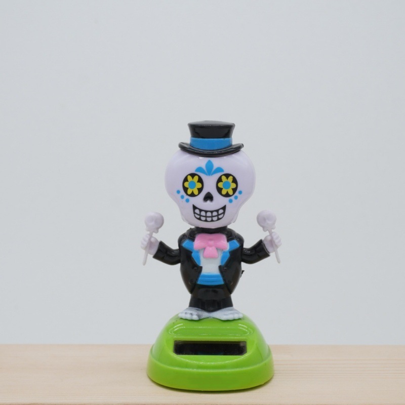 Decoración de muñecas de automóviles de energía solar de Halloween fiesta de fantasmas agitando animales interiores y exteriores decoración de fiesta de patio Día de los muertos