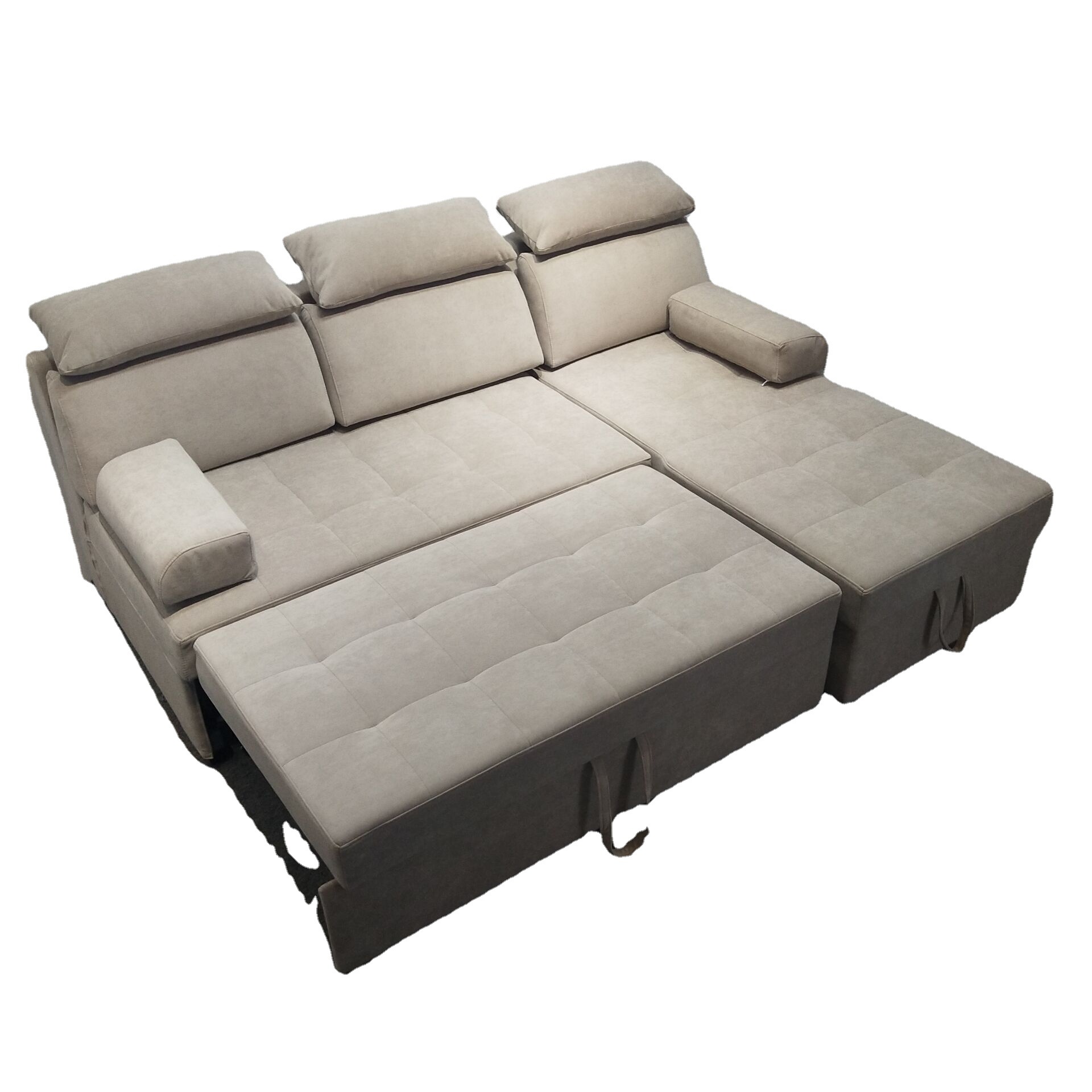 Moderno simple sofá plegable doble uso multifuncional casa pequeña esquina combinación de lavado de tela sofá cama