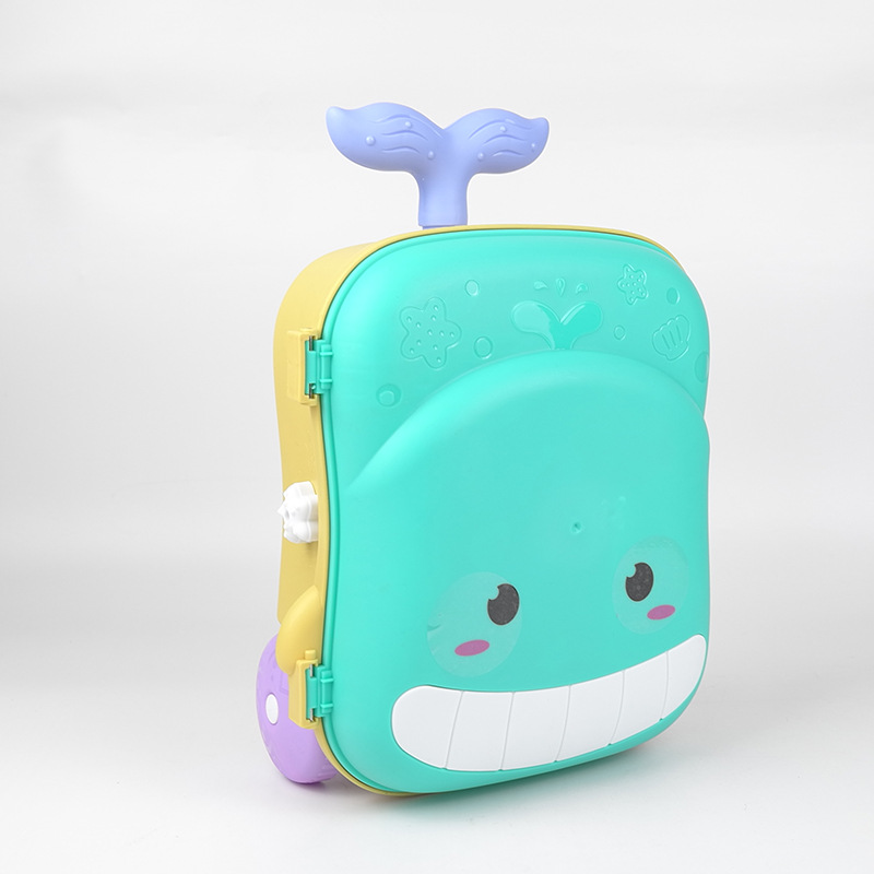 Cross-border Hot Sale 8PCs Beach Trolley Case Summer Cartoon Fun Cute Whale Suitcase Water Play Sand Tool Set